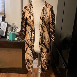 🆑FINAL PRICE‼️ Keep in touch medium orange and brown kimono with pockets